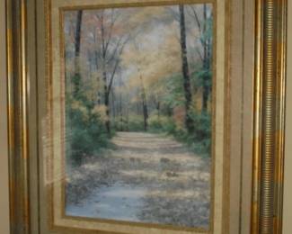 Large double matted framed picture Autumn scene