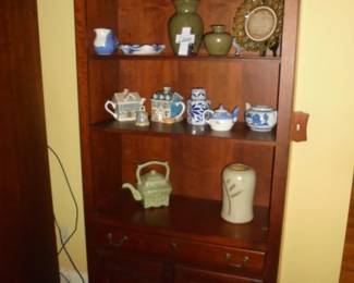 1 of 2 matching 7' tall bookcases  each w/2 drawers/2 shelves/2 doors