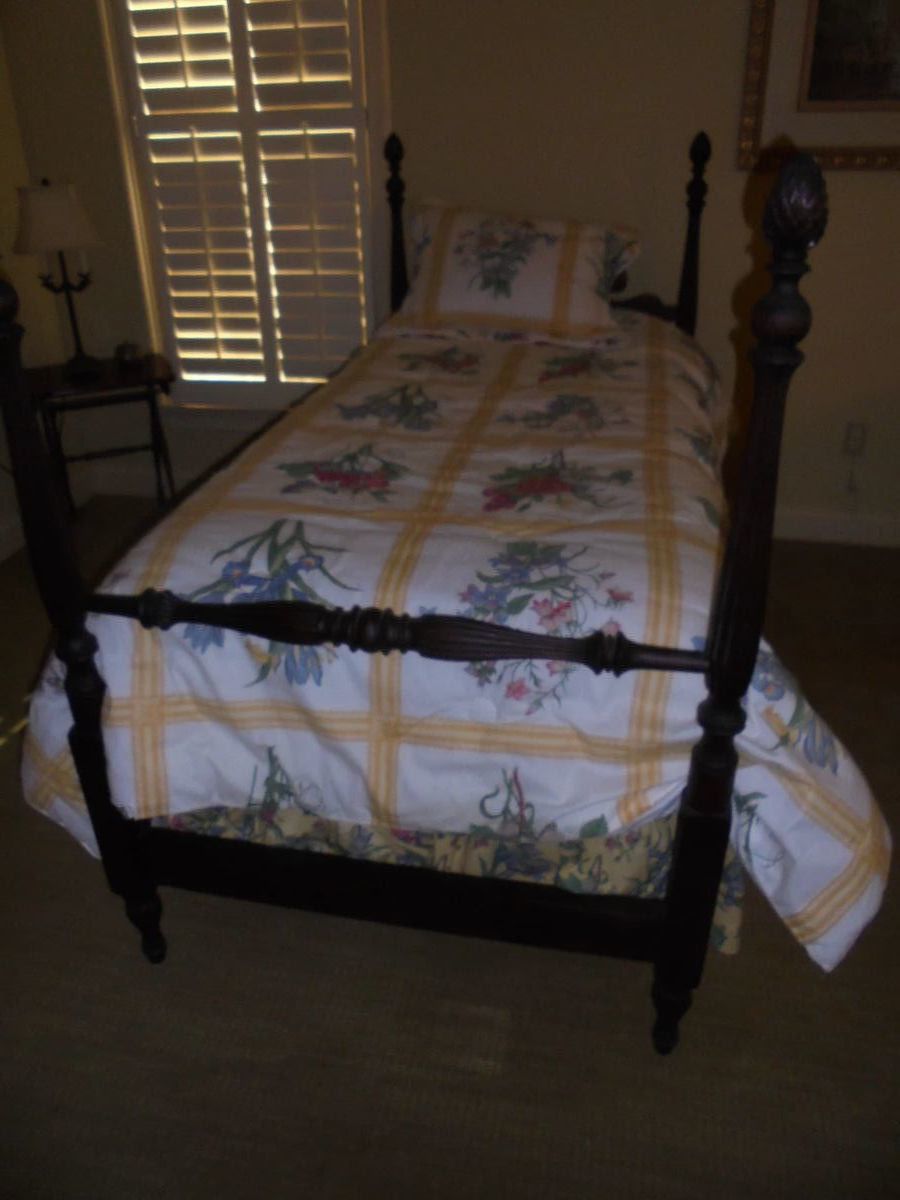 1 of 2 matching 4 post oak twin beds