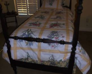 1 of 2 matching 4 post oak twin beds