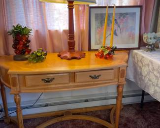 Lucite grapes, pineapple, candle holders