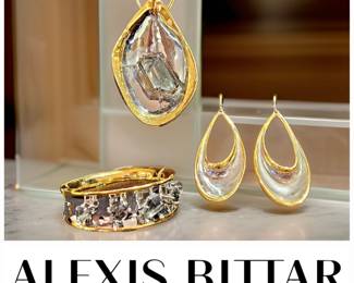 ALEXIS BITTAR Oyster Pendant Necklace, Gemstone Bracelet and Earrings Set bid #1
