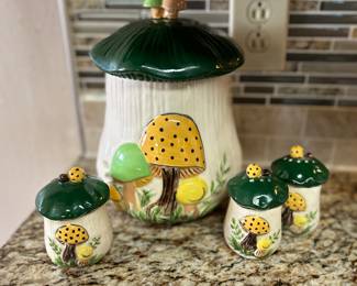 Vintage Mushroom canister & Shakers