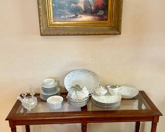 Gorgeous glass and reeded two-tier side table