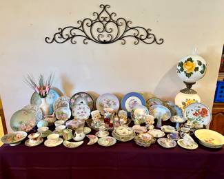 Exquisite collection of vintage hand-painted collectible plates, fine china & porcelain