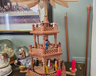 Vintage Spiegal Christmas Nativty Carousel Windmill 