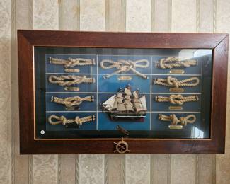 Vintage Marine Knots Shadow Box Picture Showing Different Types Of Rigging Knots