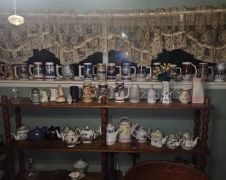 Budweiser beer steins 1995, 1996, 1997, 1998, 1999, 2003, 2009,2010,2002, 2005, 2004, 2008
Tea pots