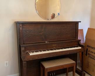 Schaeffer upright piano and bench.