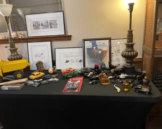 Vintage toys and collectable Avon bottles.