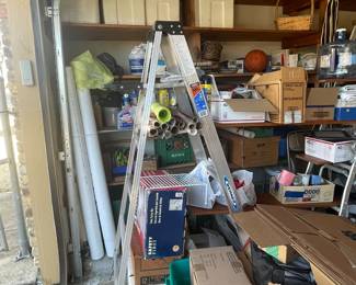 Metal A frame ladder.