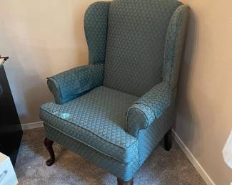 Queen Anne style wing back chairs. Set of two.