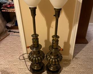 Matching torchiers style table lamps.