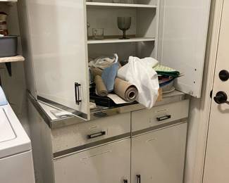 Vintage metal pantry storage cabinet