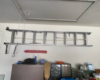 Metal extension ladder.