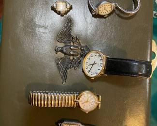 Vintages ladies gold and silver watches.