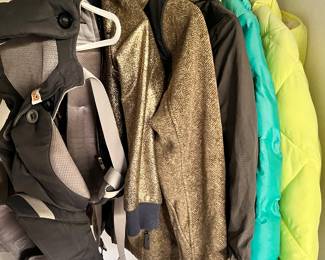 Kids winter coats, Ergo baby carrier. 
