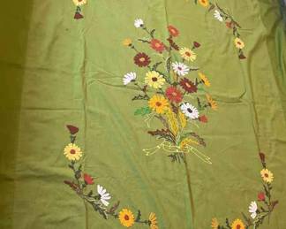 Vintage Hand Embroidered Coverlet
