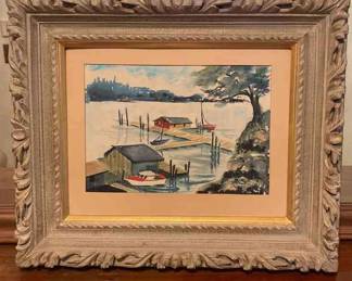 Gertrude Loveall Signed Watercolor with Ornate Frame