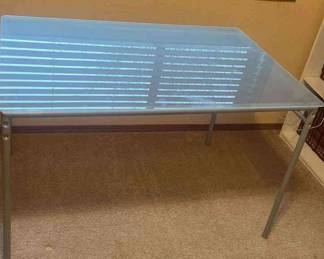 Smokey Glass Table with Metal Base
