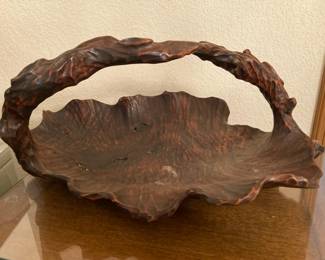 Hand Carved Wooden Basket