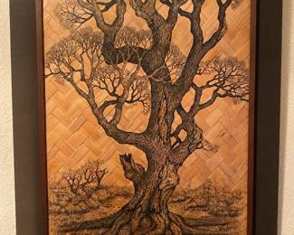 Mixed Media Ink on Woven Mat by Artist Lent