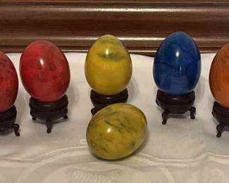 Six Polished Marble Eggs