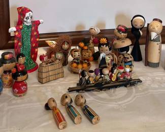 Vintage Wood Kokeshi Dolls