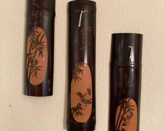 Hand Carved Birds On Bamboo Art