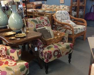 Curio Cabinet with light.  P Buckley Moss framed Prints