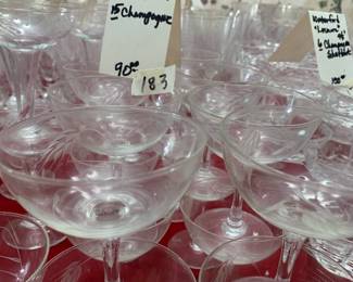 #188	crystal	Rfg2 Radio brand 15 champagne glasses 	 $90.00 			
