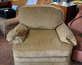 #22 "Wood mark" Club Chair w/loose back cushion. Tan Corduroy 	 $125.00 
#23 "Wood mark" Club Chair w/loose back cushion and ottoman. Tan Corduroy 	 $150.00 
