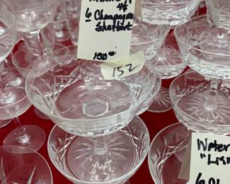 #152	Waterford Lismore 4.5 inch  set of 6 champagne  sherbert glasses	 $150.00 
