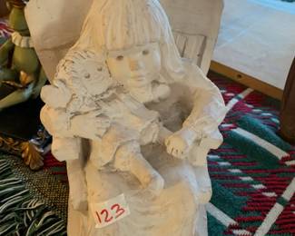 #123	Vintage Austin Dee Crowley girl with doll in rocker 9 inch tall statue	 $25.00 
