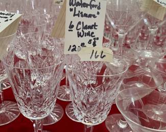 #166	 waterford lismore 6 caret wine glasses 5 7/8 tall set of  6	 $120.00 
