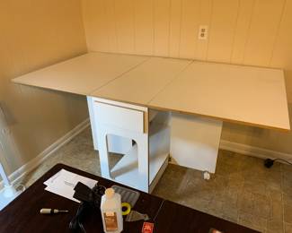 #48	Laminate Drop Down Cutting Table on Wheels w/1drawer. 16-72x40x35	 $100.00 
