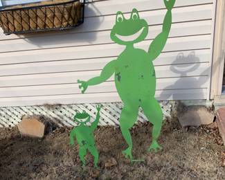 #81	pair green frogs statue 45 & 21 tall	 $40.00 
