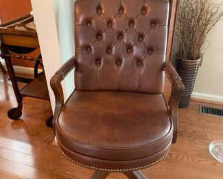 #14	Vintage Button back Office Chair w/nail head trim on wheels	 $75.00 
