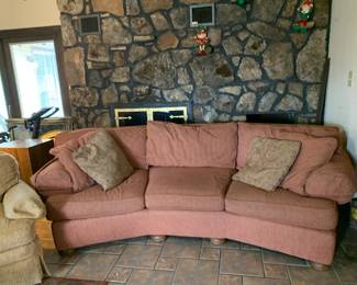 #21 Rounded Back "Century - LT Design" Rust, w/yellow pattern. Rounded legs. 96"	 $300.00 
