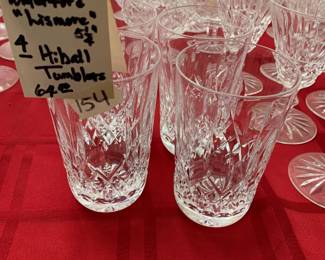 #154	Waterford Lismore 5.5 4 hiball tumblers 	 $64.00 
