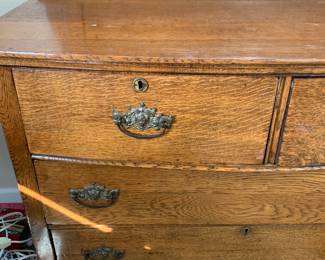 #100	dresser with 3 drawers and mirror 42x22x33 mirror 45 tall 	 $175.00 
