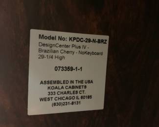 #146	Koala Brazilian Cherry Sewing Cabinet w/Front Storage Shelves and additional Storage in Back.  Comes with an additional extension Table mounted on the back to extra quilting/sewing workspace.  Purchased from S & R Sewing in Huntsville.  In excellent condition  - DesignerCenter Plus IV - 70 Horizontal by 45.5D x 29.25 High 	 $2,000.00 
