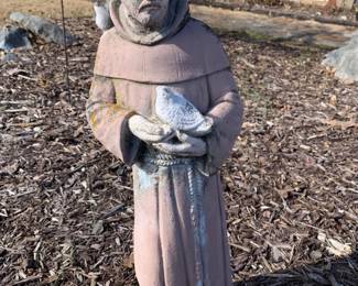 #94	as is weather concrete 28 inch tall saint statue 	 $40.00 
