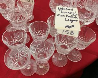 #158	waterford lismore 3.8  (8) small cordial liquer 	 $80.00 
