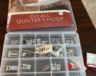 #198	Husqvarna Viking Designer Epic Sewing and Embroidery Machine w/all included Attachments including the largest hoop on the market approx 10x14 with User manuals, Extra feet, extra hoops , walking foot, bobbins, cords and much more.  In excellent condition and working order.  	 $3,000.00 
