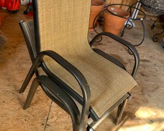 #90	pair of small  kid patio chairs with cloth seat metal 	 $20.00 
