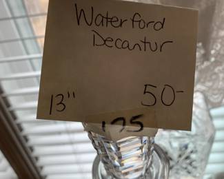 #175	Waterford decanter 13 inches 	 $50.00 
