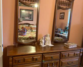 #41	"Summit" Dresser w/dual mirror - 9 Drawers, 1 door.(as is, pictured watermark) 72x20x31 Mirrors:21x51	 $175.00 

