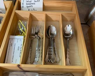 #203	Oneida Stainless Flatware "Satinique" set	 $60.00 
