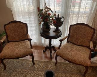 #16	Antique Carved Wood French Provincial - Tapestry Chairs. (pair) 	 $200.00 			
